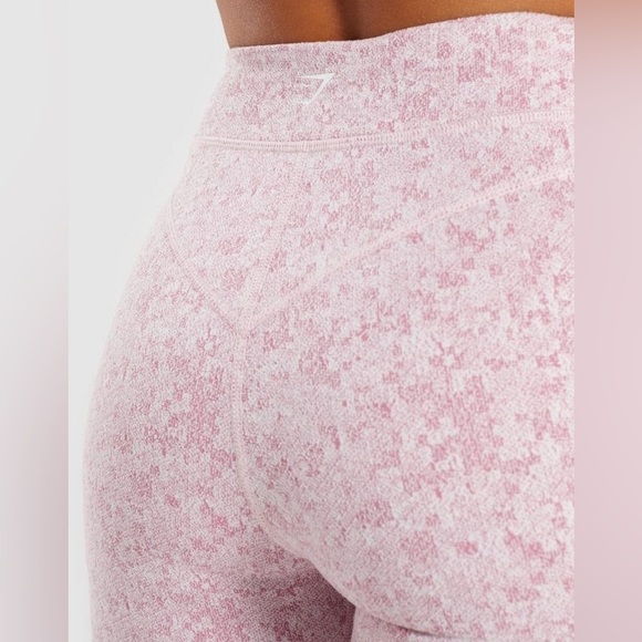 Gymshark Womens Dry Fleur Texture Leggings - Dusky Pink Marl Size M - Picture 4 of 12